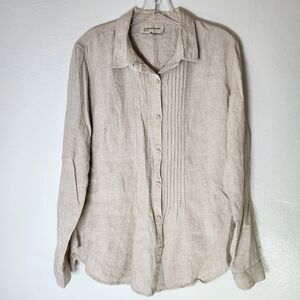 Jones New York Sport 100% Linen Button Down Long Sleeve Shirt Large